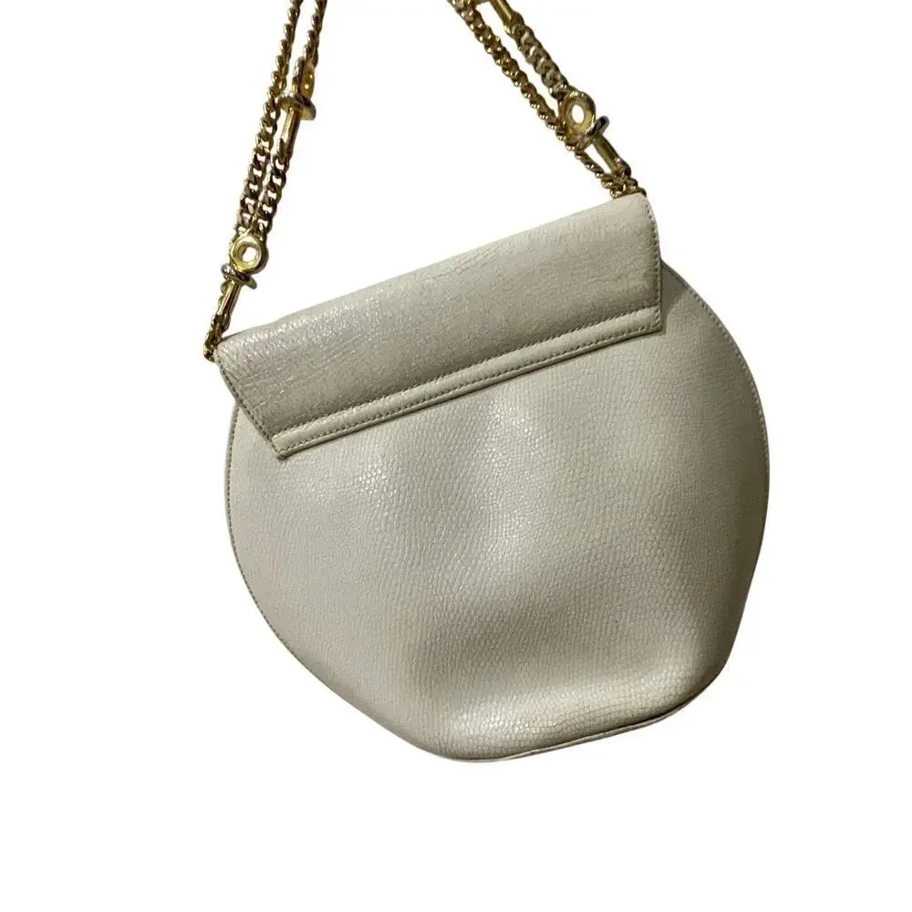 RODO ITALY IVORY LIZARD PURSE CROSSBODY 60’s 70’s VINTAGE GOLD TONE STRAP ICONIC